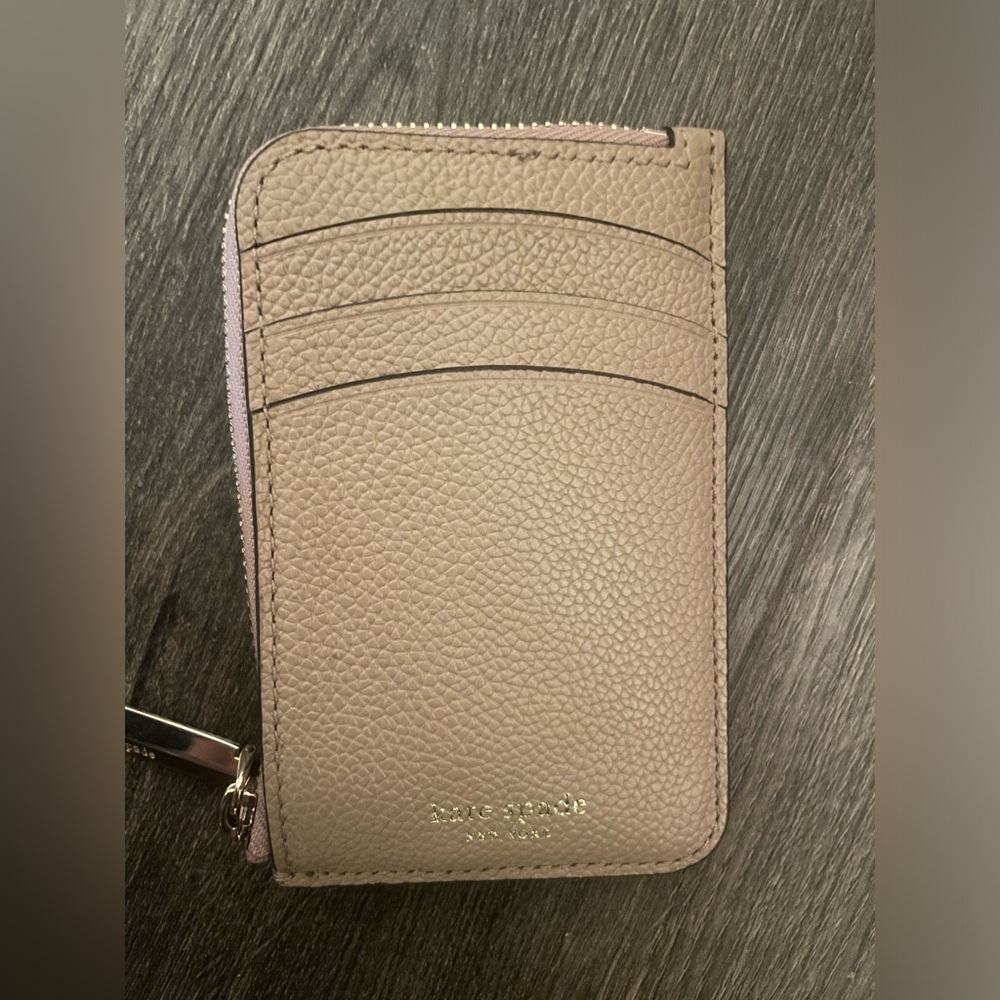 NWT Kate Spade ♠️ Beige Mini L-Zip Card Holder